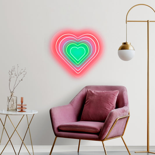 Rainbow Hearts Neon Sign